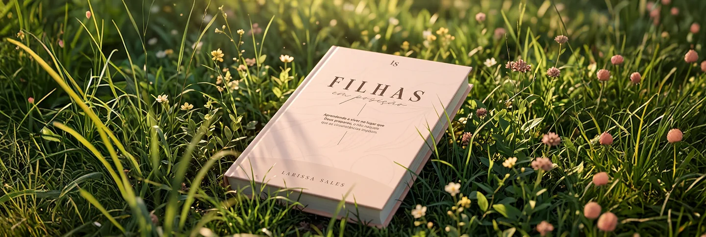 Livro Filhas em Posição em um campo florido