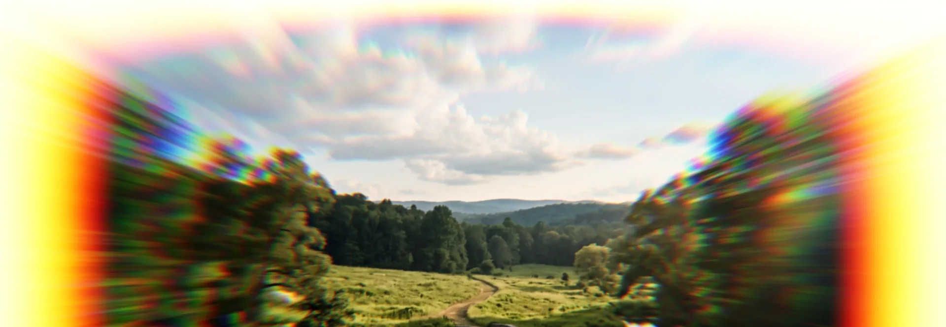 Paisagem de campo vista em movimento
